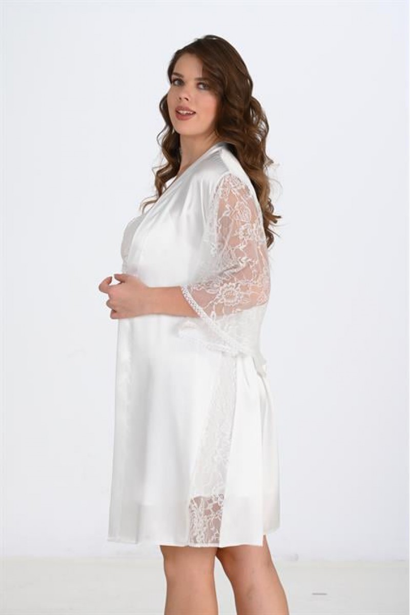 Ahu 2li Ekru Sabahlık Takımı Bigsize 6200
