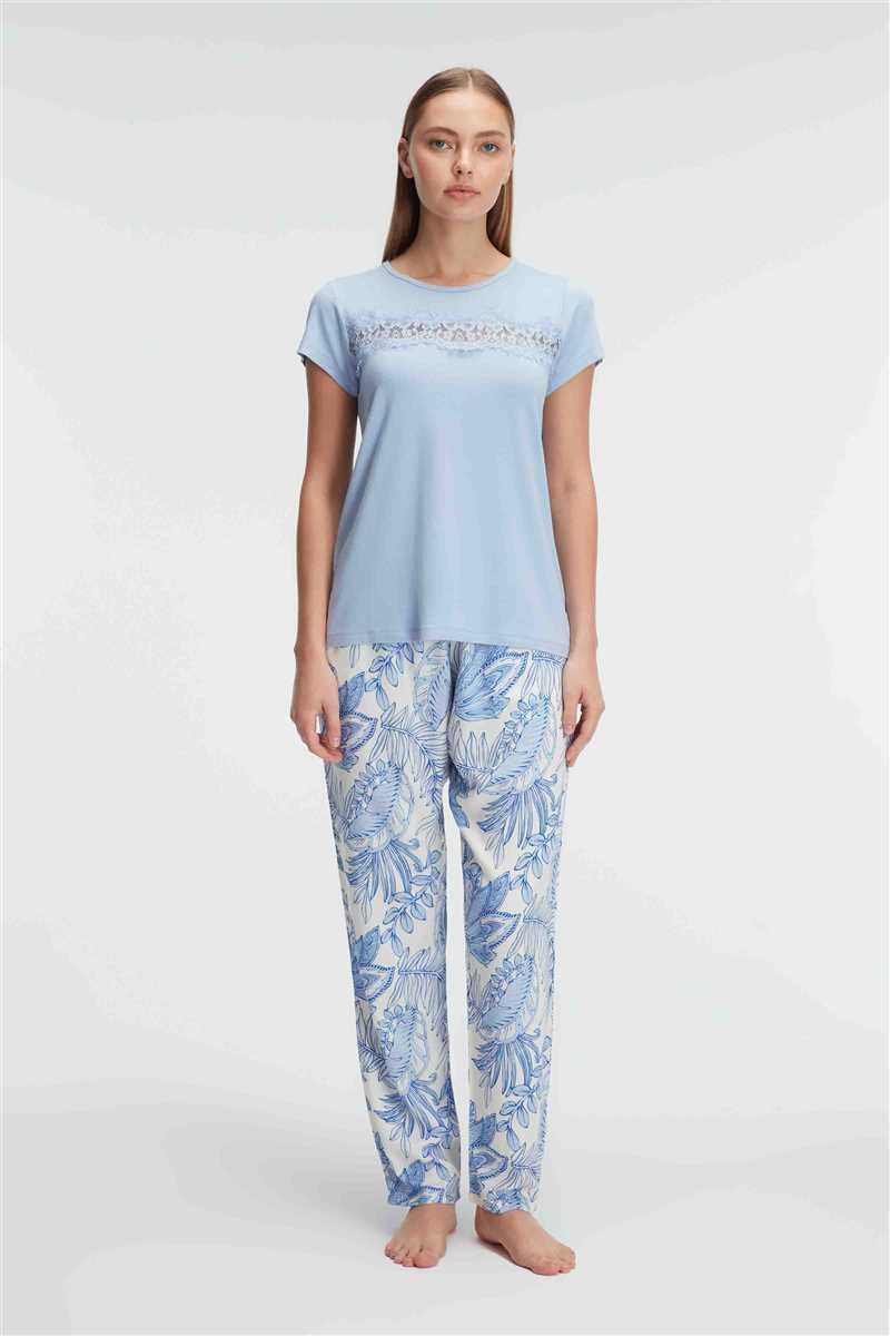 Arias Closet Kısa Kol Bisiklet Yaka Kadın Viskon Çiçek Desenli Yazlık ÖRME Dantel Detaylı Pijama Takımı Arias Closet Kısa Kol Bisiklet Yaka Kadın Viskon Çiçek Desenli Yazlık ÖRME Dantel Detaylı Pijama Takımı