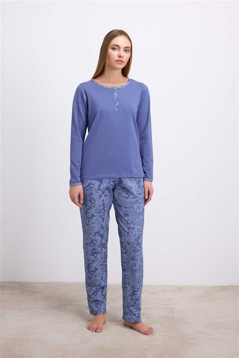 Arias Closet %95 Pamuklu Uzun Kollu T-Shirt ve Desenli Pantolon Pijama Takımı Arias Closet %95 Pamuklu Uzun Kollu T-Shirt ve Desenli Pantolon Pijama Takımı