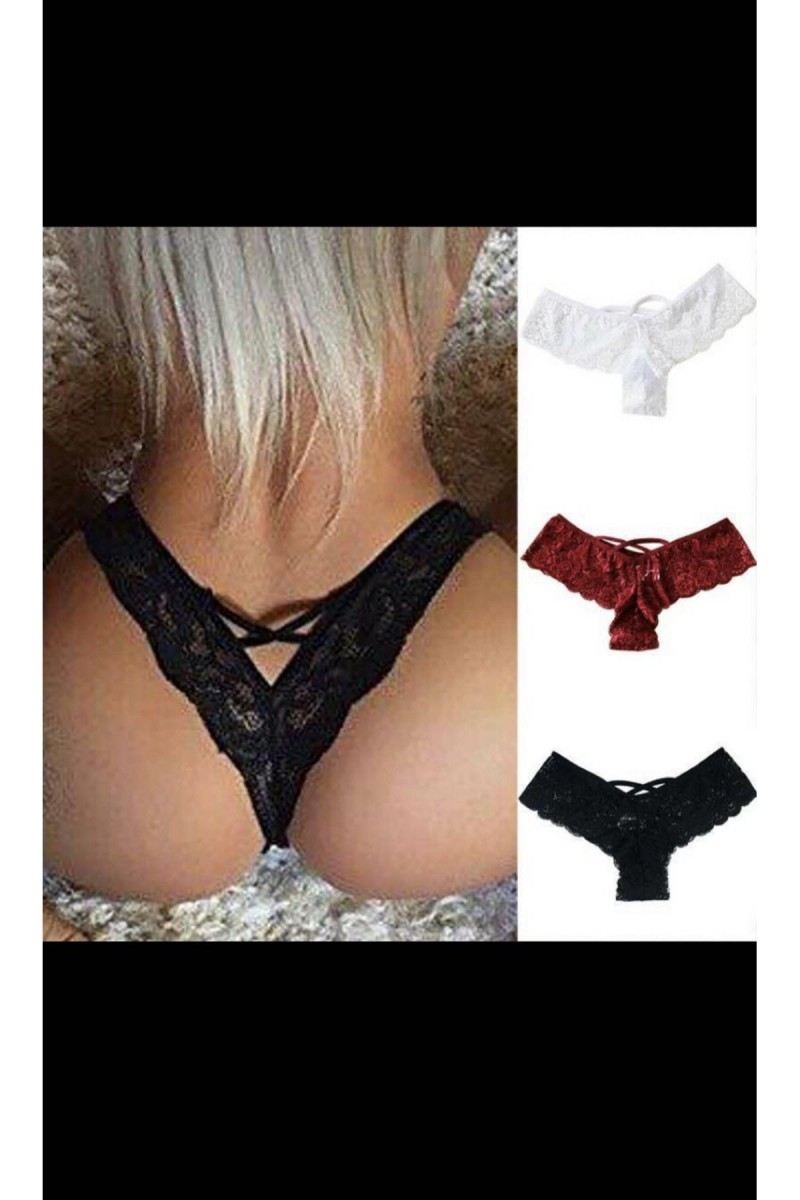 Arias Closet Arkası Çapraz Yarım Siyah Külot