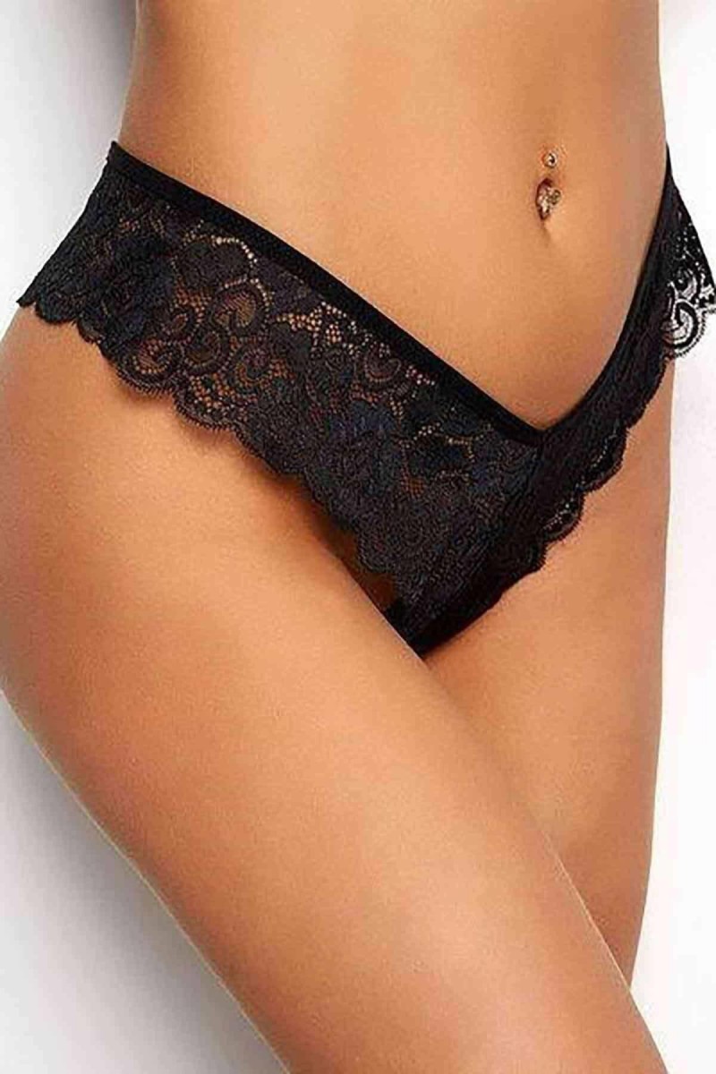 Arias Closet Arkası Çapraz Yarım Siyah Külot