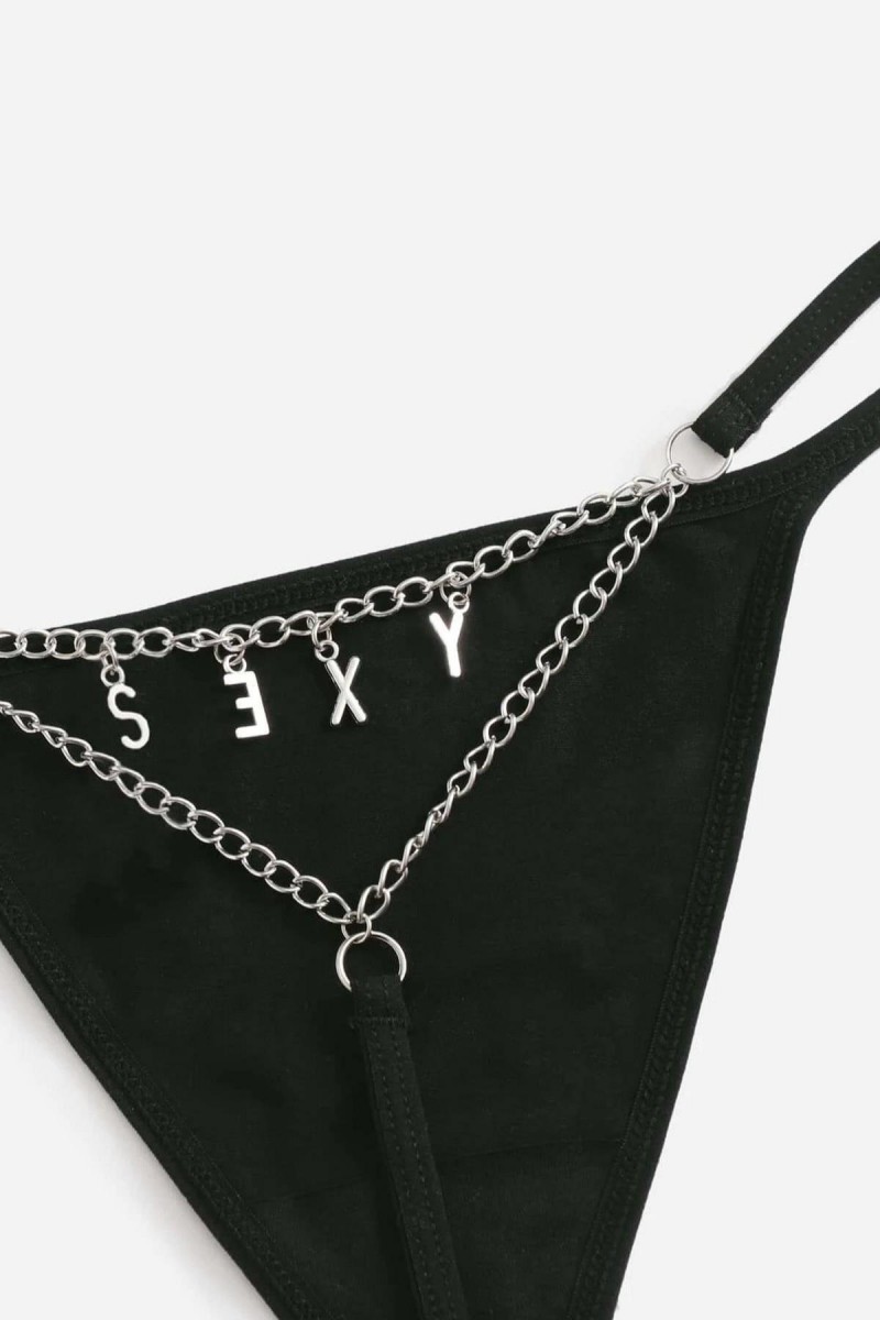 Arias Closet Arkası Sexy Yazılı Zincirli Fantezi Tanga Külot