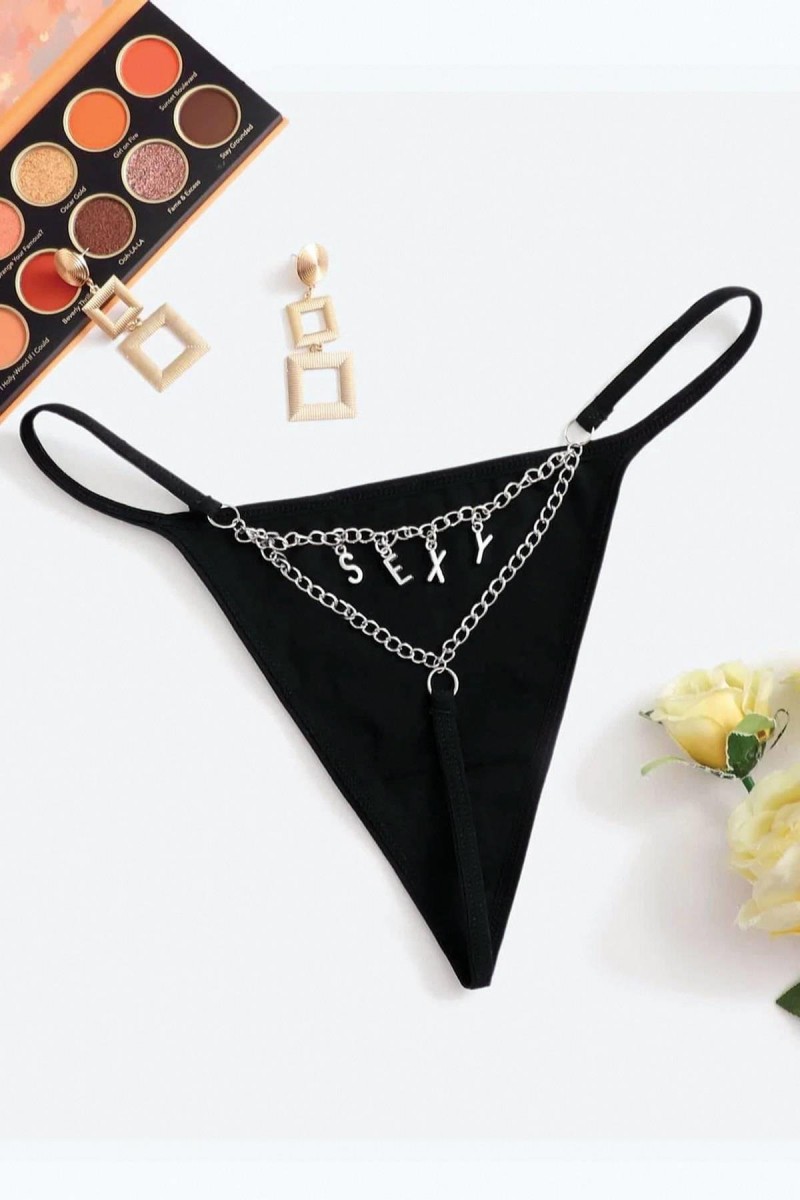Arias Closet Arkası Sexy Yazılı Zincirli Fantezi Tanga Külot