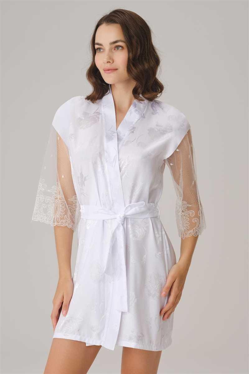 Arias Closet Çeyizlik Uzun Kol V Yaka Saten Düz Yazlık Mini Dantel Detaylı Sabahlık Arias Closet Çeyizlik Uzun Kol V Yaka Saten Düz Yazlık Mini Dantel Detaylı Sabahlık