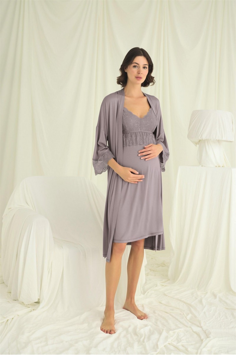 Arias Closet Dantelli Hamile Lohusa Sabahlık Takımı Arias Closet Dantelli Hamile Lohusa Sabahlık Takımı