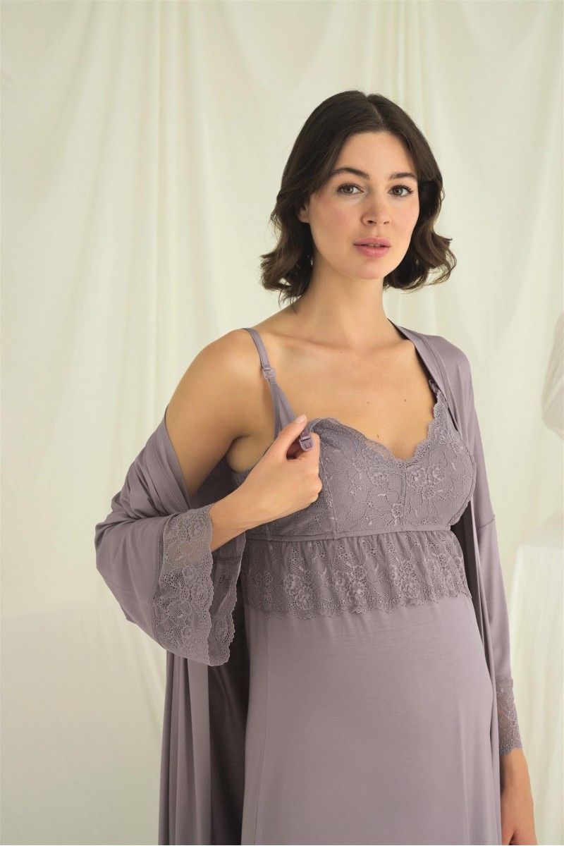 Arias Closet Dantelli Hamile Lohusa Sabahlık Takımı Arias Closet Dantelli Hamile Lohusa Sabahlık Takımı