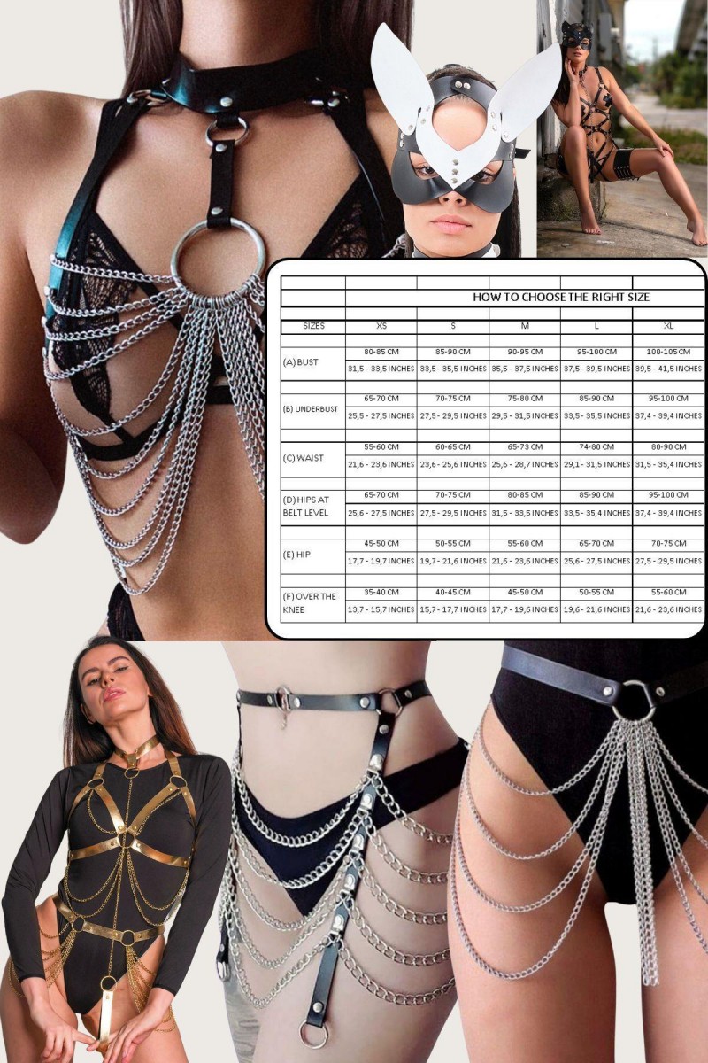 Arias Closet Deri Fantezi Zincirli Tek Bacak Jartiyer SEXİ H0015