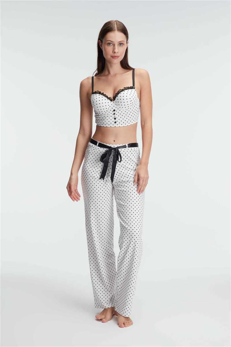 Arias Closet Fantezi Bralet Sütyen Pamuklu Puantiye Desenli Desteksiz Dantel Detaylı Pijama Takımı Arias Closet Fantezi Bralet Sütyen Pamuklu Puantiye Desenli Desteksiz Dantel Detaylı Pijama Takımı