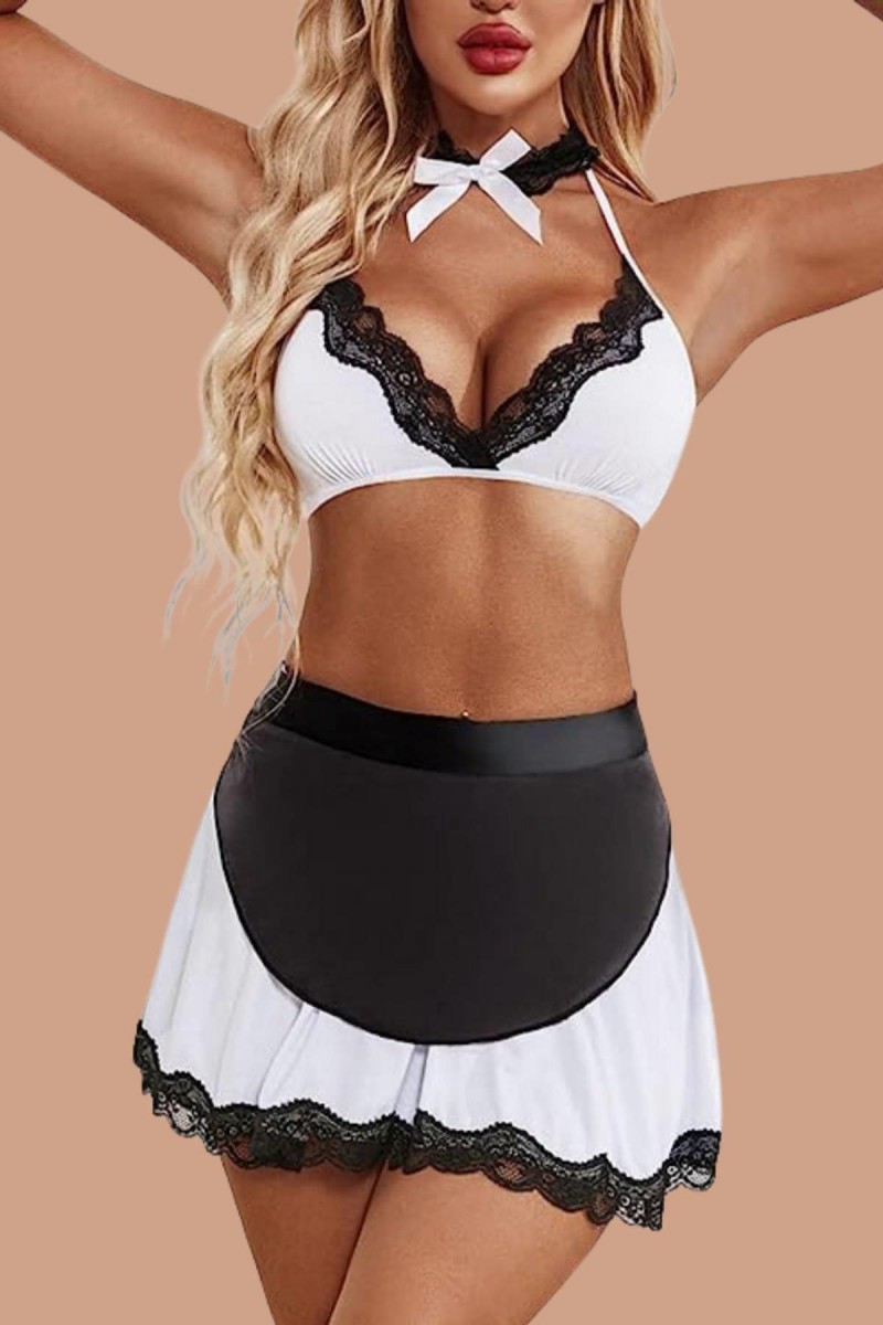 Arias Closet Fantezi Şık Kenarları Dantel İle Süslenmiş Hizmetci Kostümü