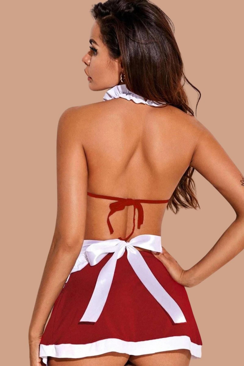 Arias Closet Siyah Yanları Saten Şık Fantezi Hizmetçi Kostüm