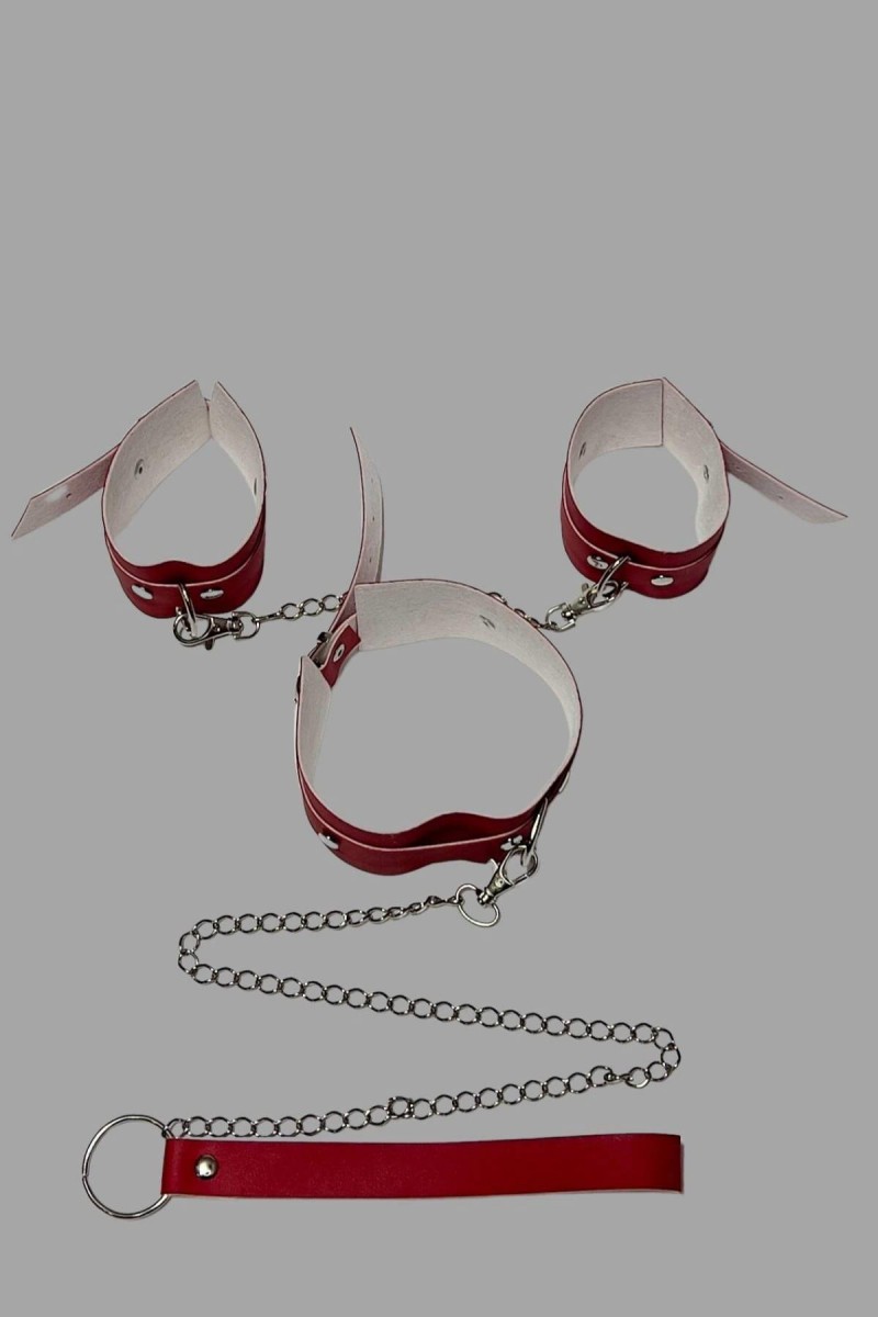 Arias Closet Kırmızı Kelepce ve Tasma Set