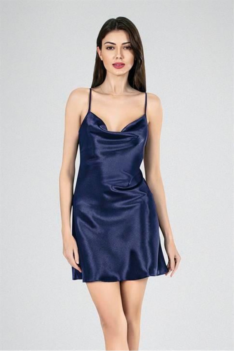 Pirmoda Kısa Gecelik Degaje  Lacivert 7740
