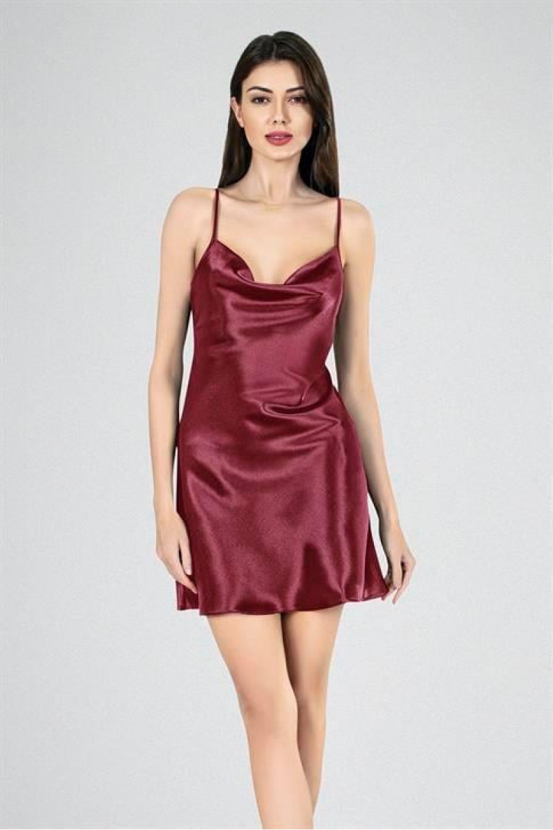 Primoda Kısa Gecelik Degaje Bordo 7740