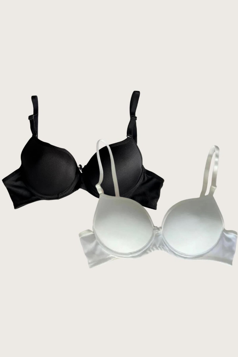 Arias Closet Siyah-Beyaz 2li Mikro Kumaş Push Up Dolgulu Balenli Günlük Destekli Sütyen Arias Closet Siyah-Beyaz 2li Mikro Kumaş Push Up Dolgulu Balenli Günlük Destekli Sütyen