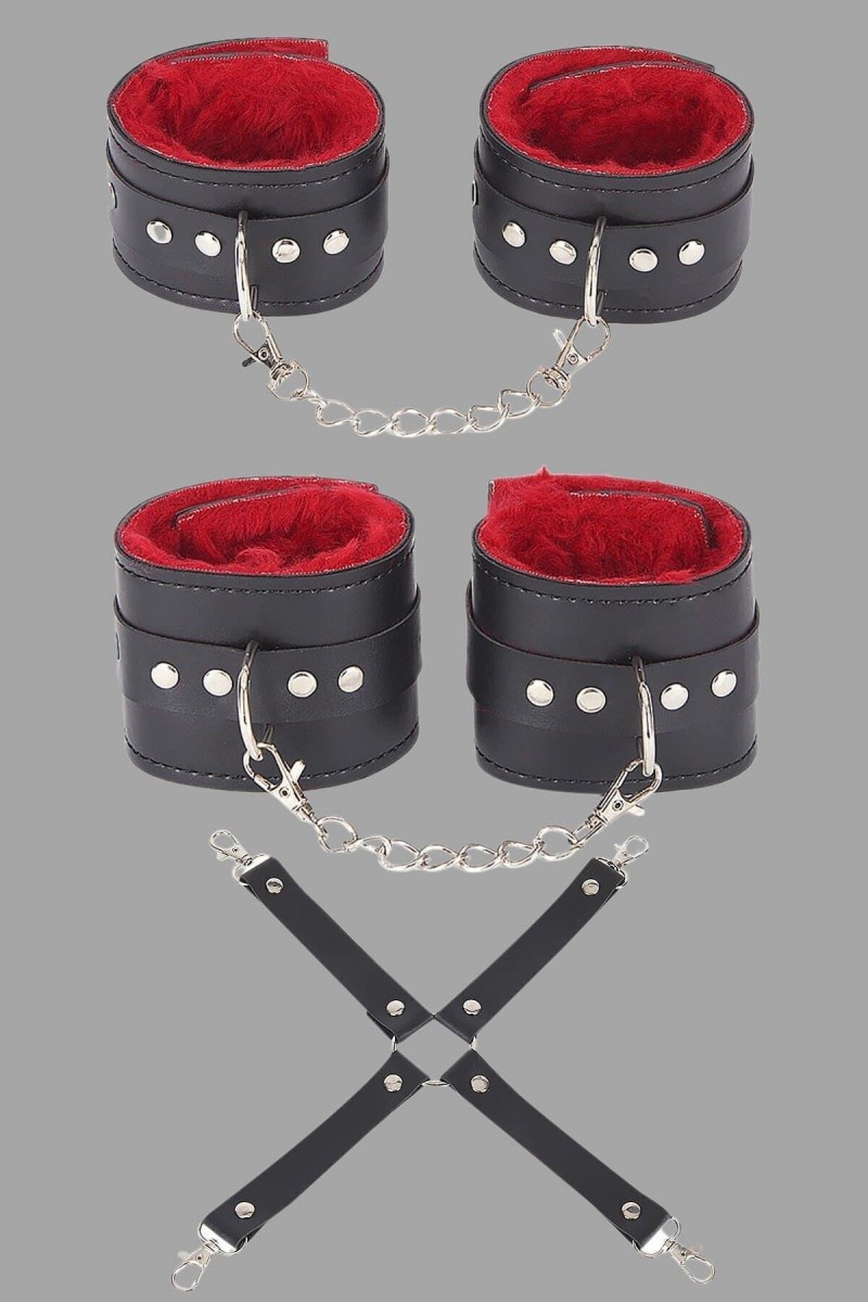 Arias Closet Siyah Kırmızı Harness Fantezi Aksesuar Set