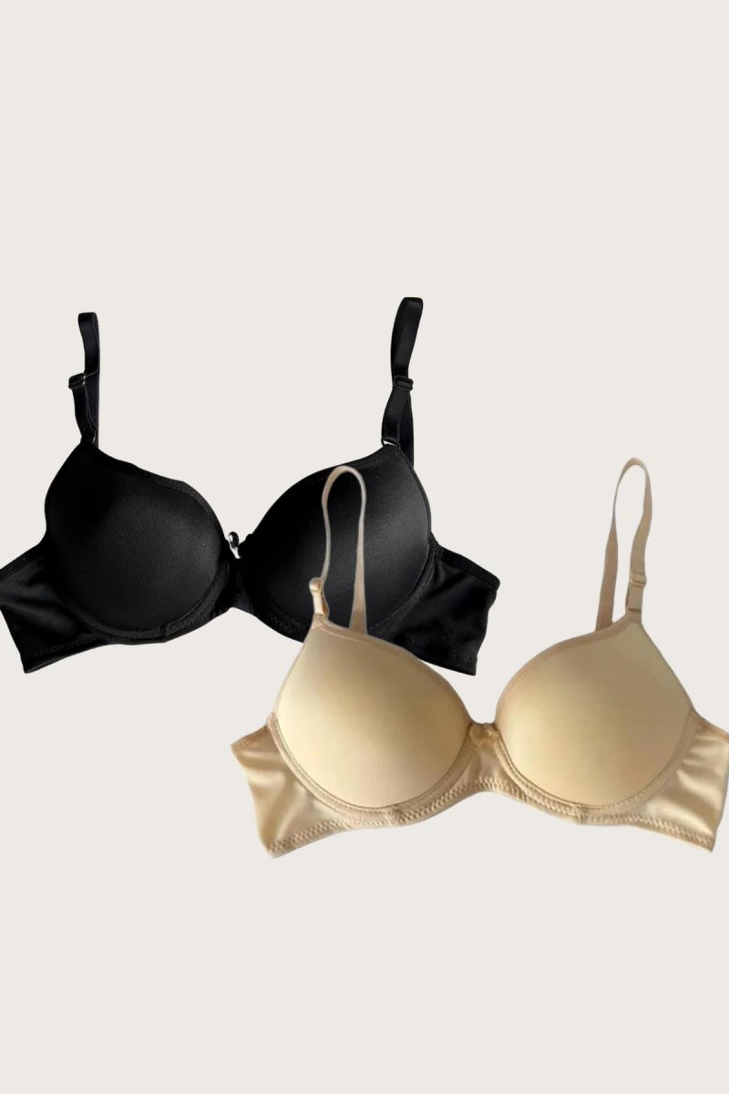 Arias Closet Siyah-Ten 2li Mikro Kumaş Push Up Dolgulu Balenli Günlük Destekli Sütyen Arias Closet Siyah-Ten 2li Mikro Kumaş Push Up Dolgulu Balenli Günlük Destekli Sütyen
