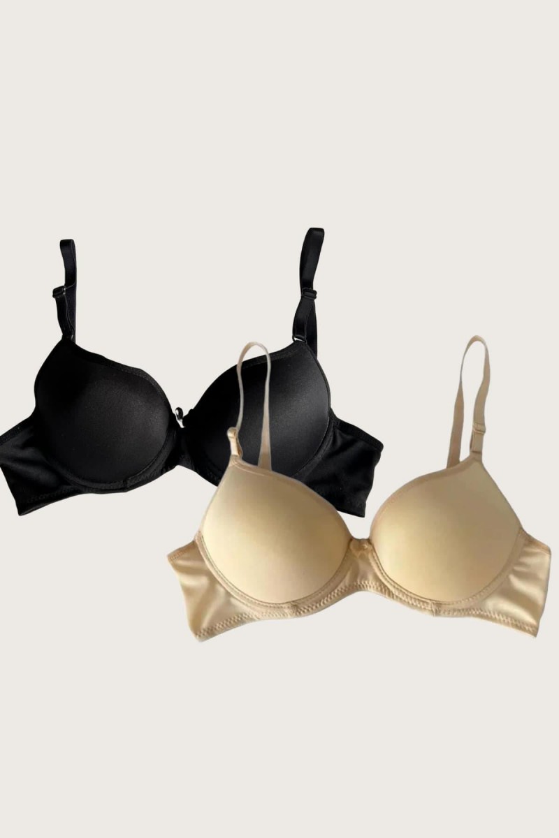 Arias Closet Siyah-Ten 2li Mikro Kumaş Push Up Dolgulu Balenli Günlük Destekli Sütyen Arias Closet Siyah-Ten 2li Mikro Kumaş Push Up Dolgulu Balenli Günlük Destekli Sütyen