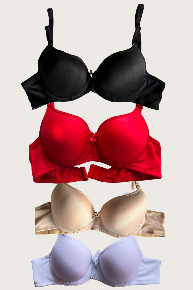 Arias Closet Siyah-Beyaz-Kırmızı-Ten 4lü Dolgulu Push Up Micro Balenli Günlük Tek Destekli Sütyen Arias Closet Siyah-Beyaz-Kırmızı-Ten 4lü Dolgulu Push Up Micro Balenli Günlük Tek Destekli Sütyen