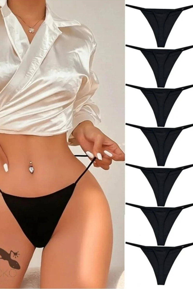 Arias Closet 7li Süprem Penye String Tanga Siyah