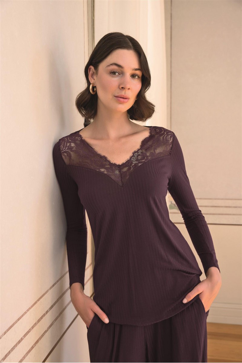 Arias Closet Uzun Kollu ve Dantelli Pijama Takımı Arias Closet Uzun Kollu ve Dantelli Pijama Takımı