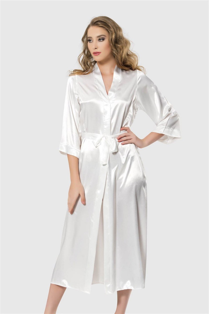 Arias Closet Ekru Uzun Saten Sabahlık