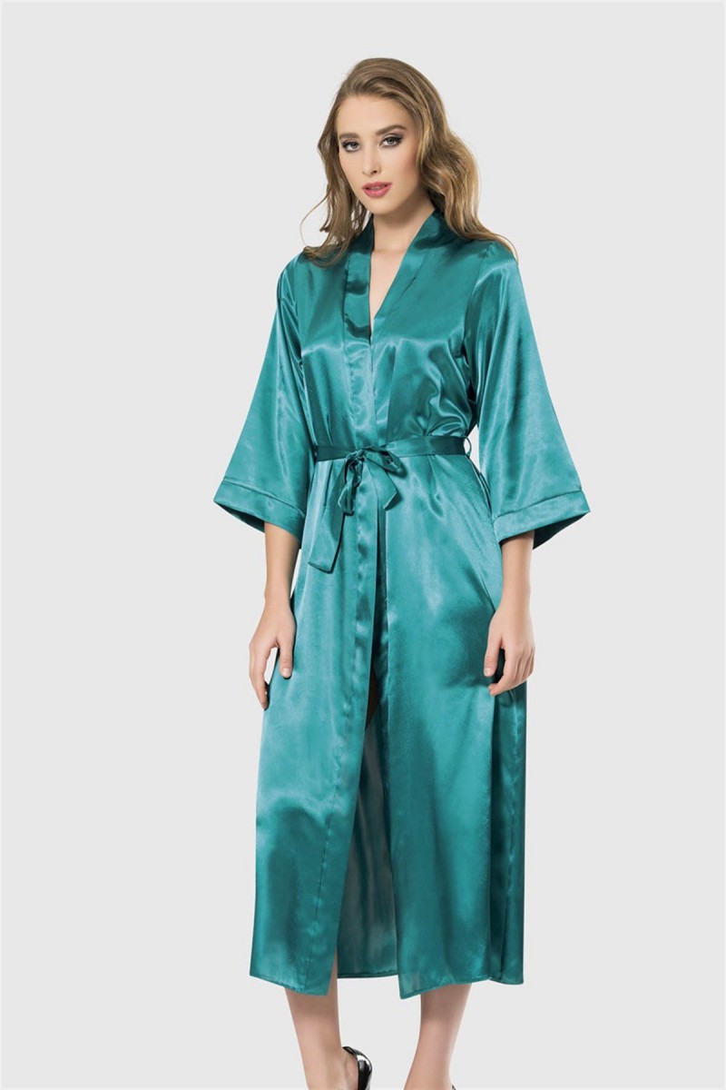 Arias Closet Zümrüt Uzun Saten Sabahlık