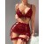Arias Closet Bordo Transparan Dantel İşlemeli İp Detaylı Fantezi Takım