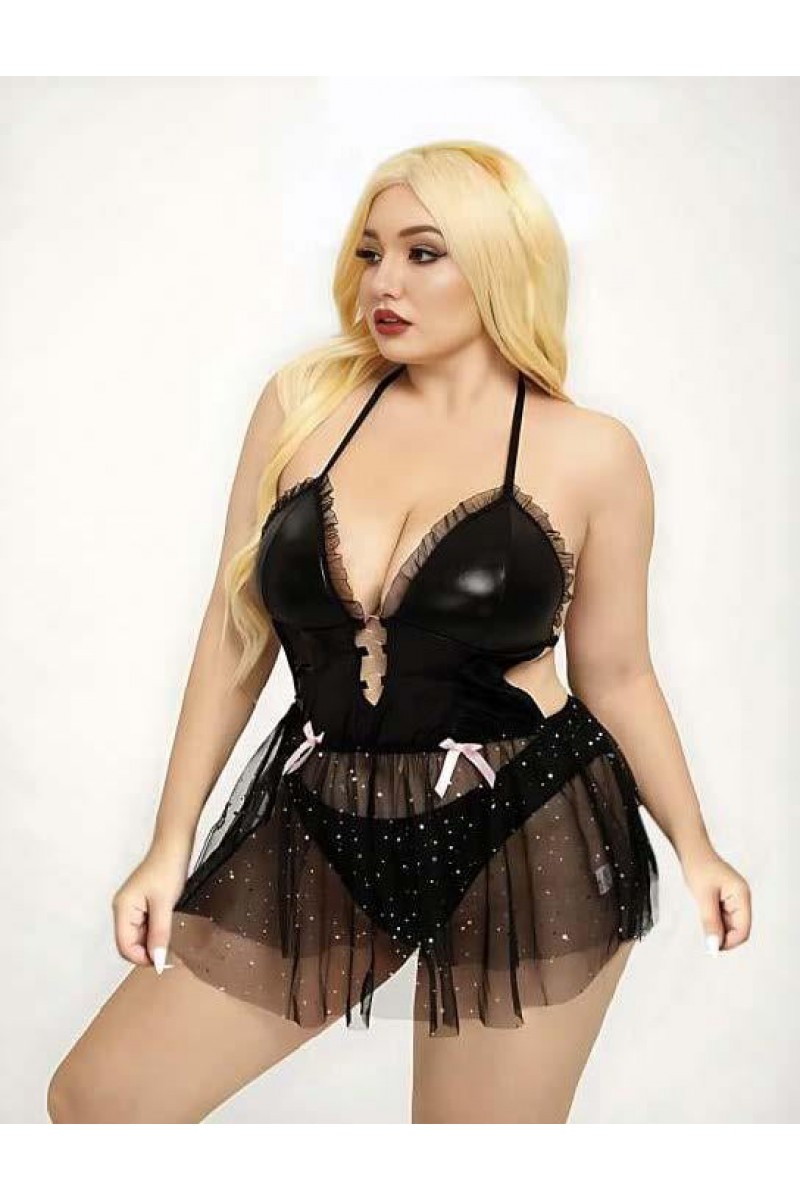 Arias Closet Büyük Beden Askılı Fantezi Tül Etekli Takım
