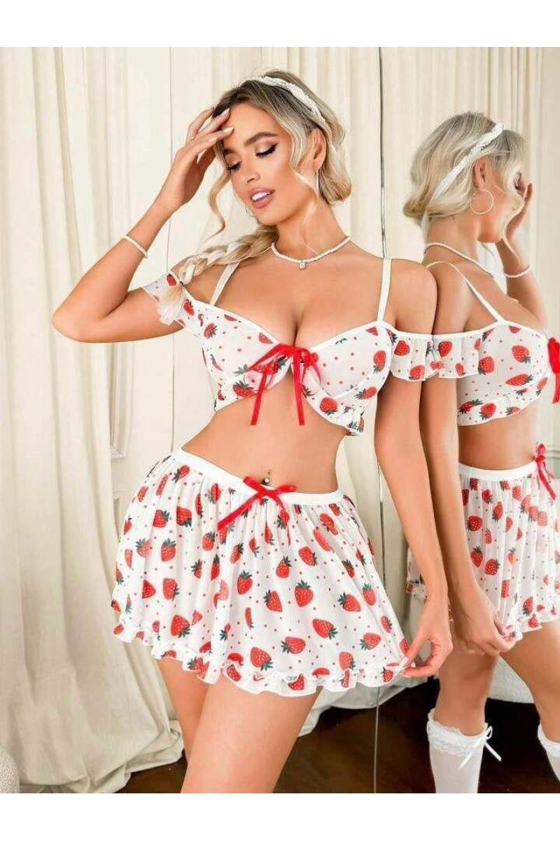 Arias Closet Çilek Desenli Fantezi Etekli Takım