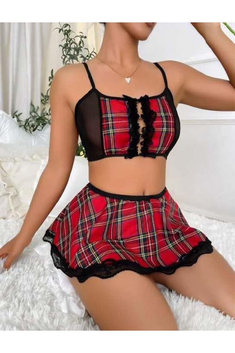 Arias Closet Ekose Etekli Dantelli Tül Fantezi Kostüm