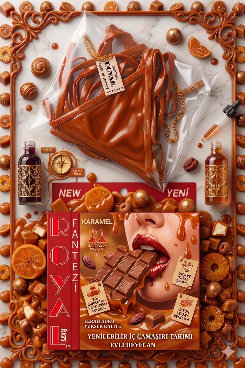 Arias Closet Fantezi Tüketilebilen Yenilebilir Karamel Aromalı İç Çamaşırı Takımı Arias Closet Fantezi Tüketilebilen Yenilebilir Karamel Aromalı İç Çamaşırı Takımı