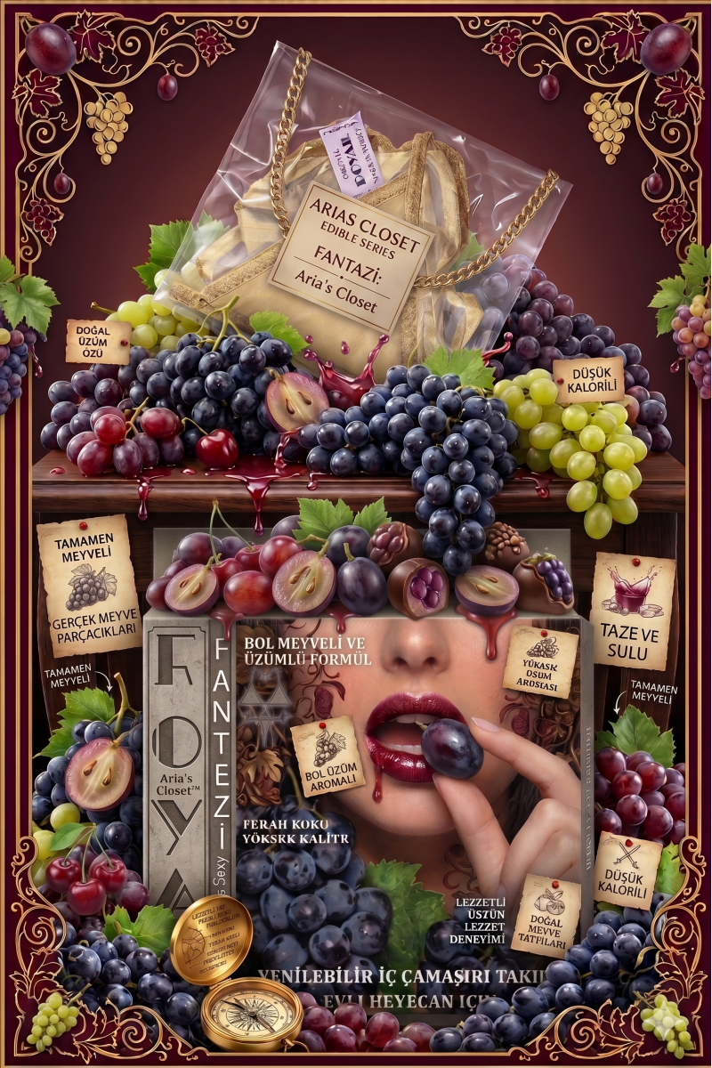 Arias Closet Fantezi Tüketilebilen Yenilebilir Üzüm Aromalı İç Çamaşırı Takımı Arias Closet Fantezi Tüketilebilen Yenilebilir Üzüm Aromalı İç Çamaşırı Takımı