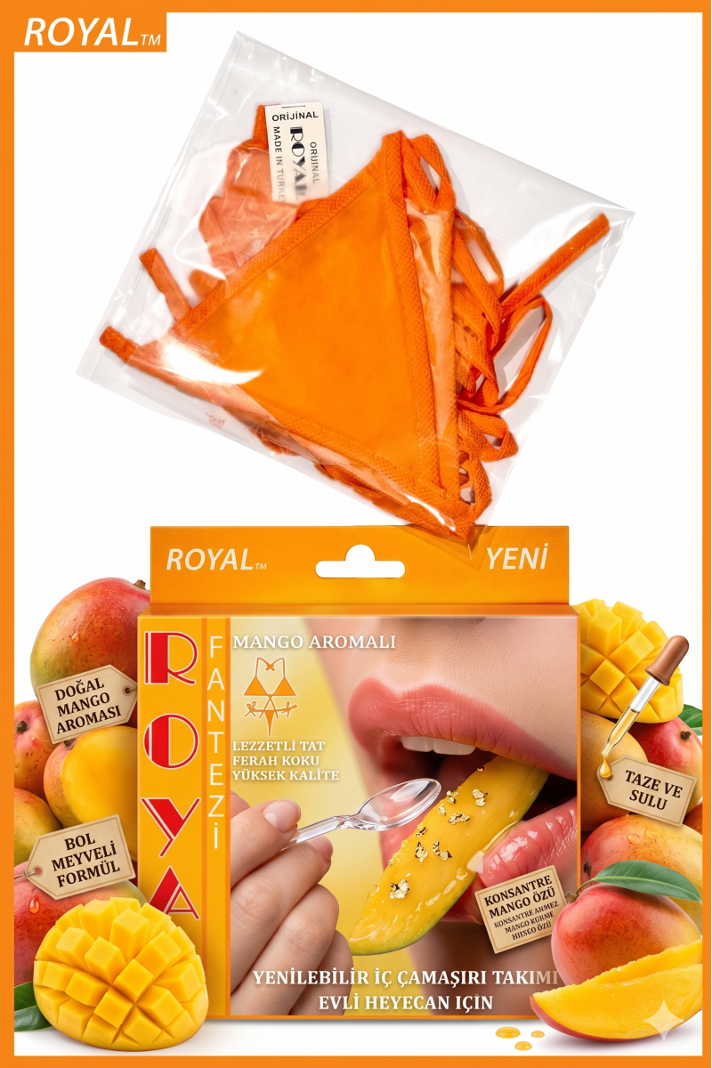 Arias Closet Fantezi Tüketilebilen Yenilebilir Mango Aromalı İç Çamaşırı Takımı Arias Closet Fantezi Tüketilebilen Yenilebilir Mango Aromalı İç Çamaşırı Takımı