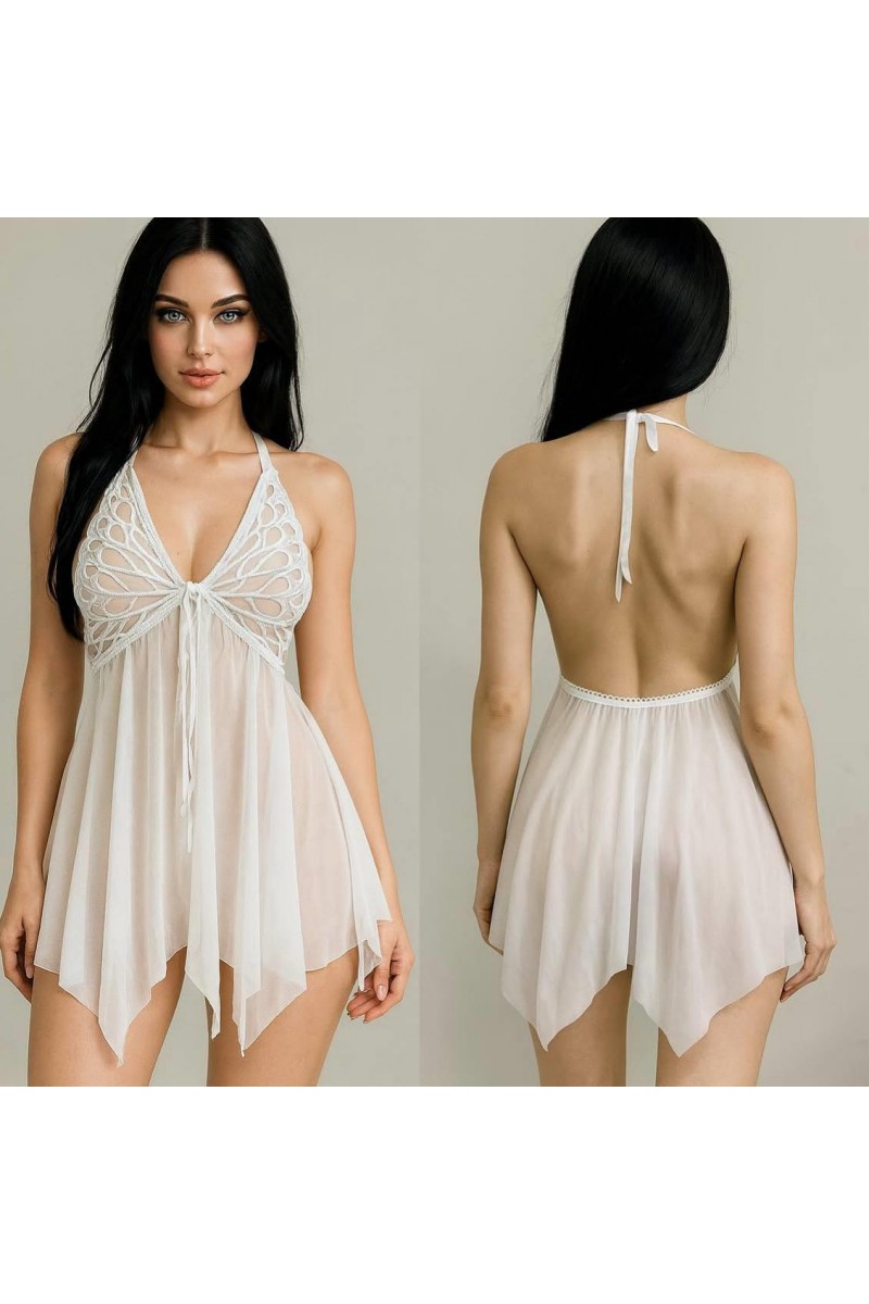 Arias Closet Göğüs Kelebek Detaylı Fantezi Tül Beyaz Gecelik Arias Closet Göğüs Kelebek Detaylı Fantezi Tül Beyaz Gecelik