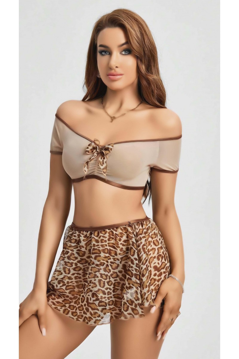 Arias Closet Kalın Askılı Sütyen Leopar Desen Etekli Fantezi Gecelik Arias Closet Kalın Askılı Sütyen Leopar Desen Etekli Fantezi Gecelik