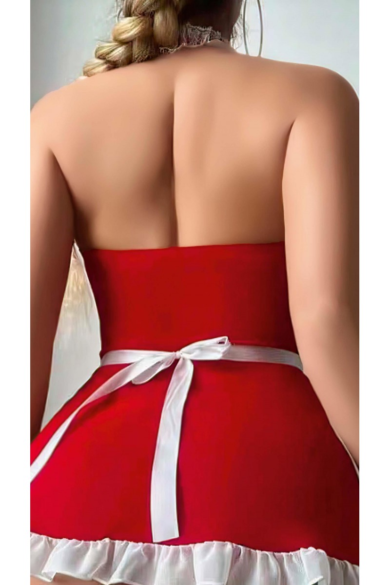 Arias Closet Kırmızı Beyaz Dantel İşlemeli Kalp Detaylı Fantezi Fransız Hizmetçi Kostümü Arias Closet Kırmızı Beyaz Dantel İşlemeli Kalp Detaylı Fantezi Fransız Hizmetçi Kostümü