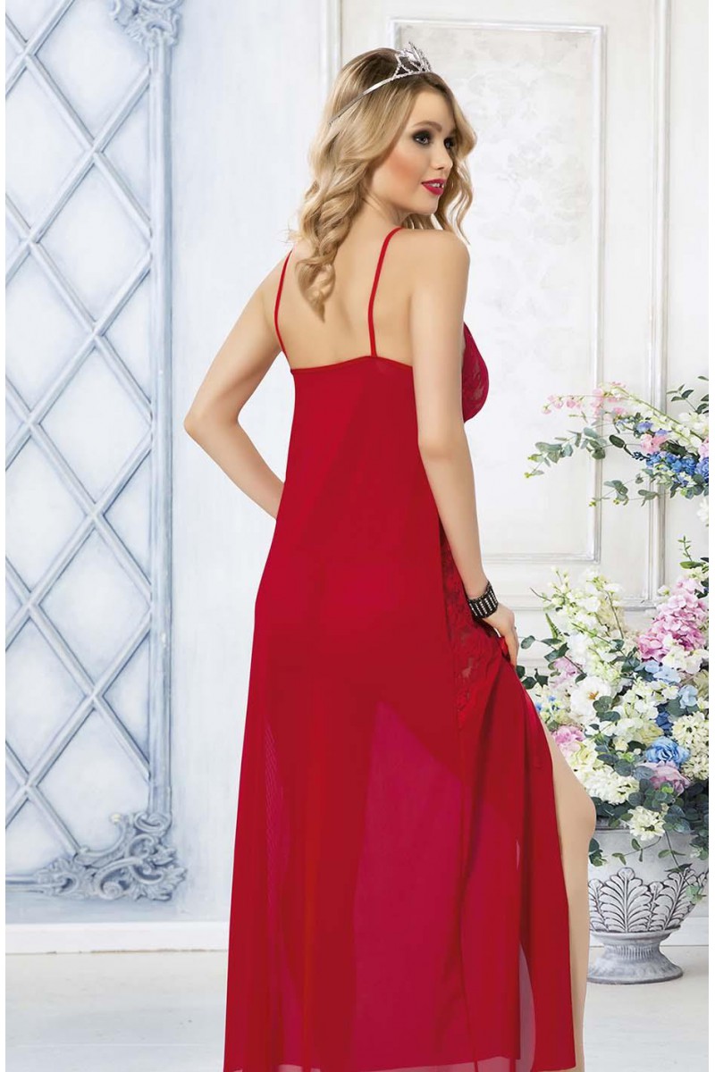 Arias Closet Kırmızı Dantel İşlemeli Yırtmaçlı Fantezi Uzun Gecelik Arias Closet Kırmızı Dantel İşlemeli Yırtmaçlı Fantezi Uzun Gecelik