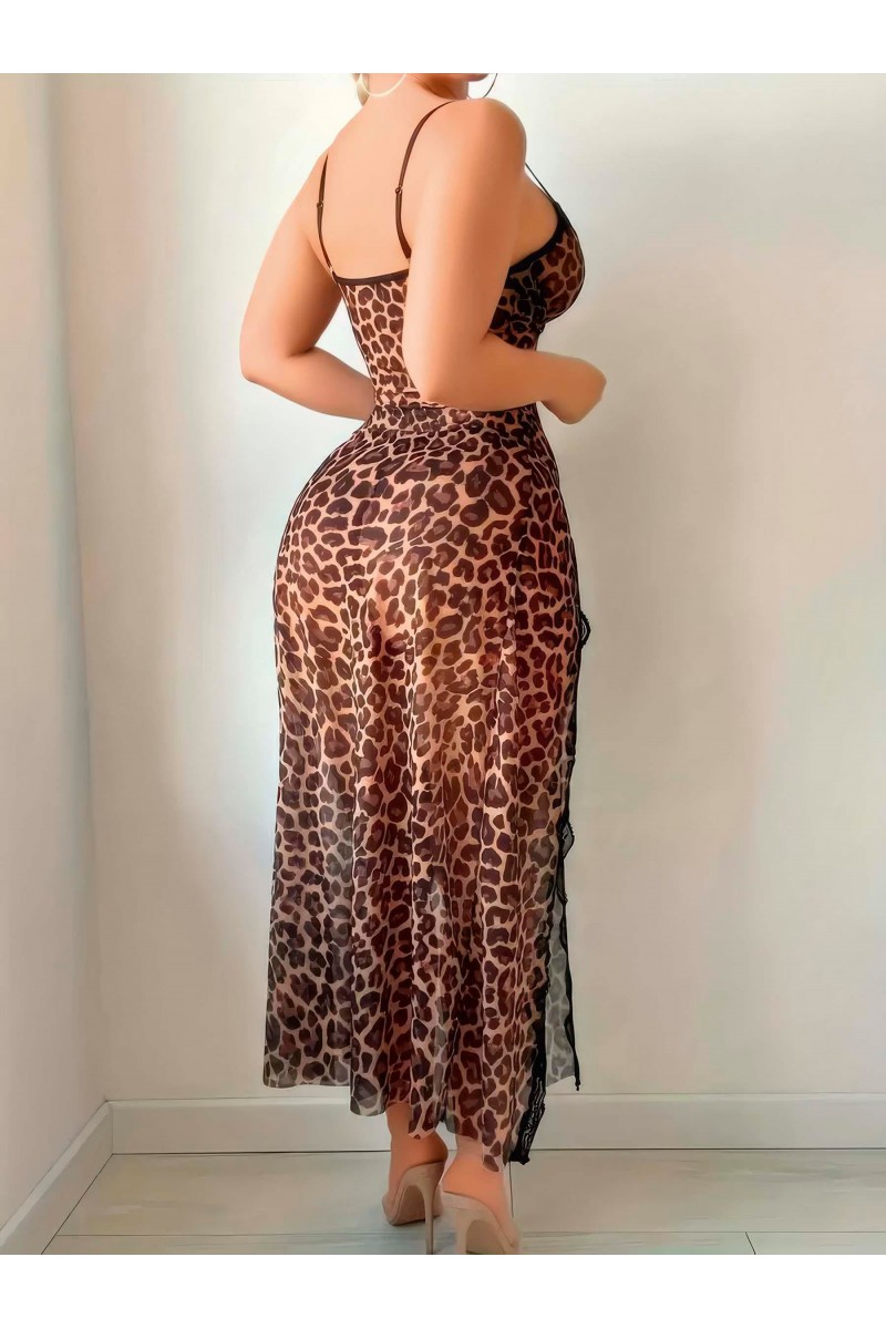 Arias Closet Leopar Desenli Yırtmaçlı Fantezi Uzun Gecelik Arias Closet Leopar Desenli Yırtmaçlı Fantezi Uzun Gecelik