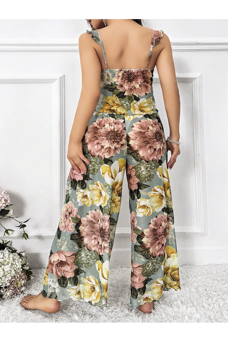 Arias Closet Özel Tasarım Büyük Beden Çiçek Desenli 2li Pijama Takımı Arias Closet Özel Tasarım Büyük Beden Çiçek Desenli 2li Pijama Takımı
