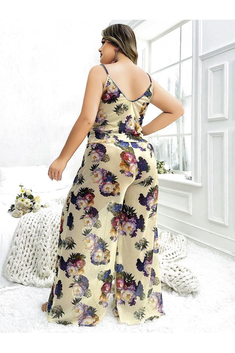 Arias Closet Özel Tasarım Büyük Beden Çiçek Desenli İnce Askılı 2li Pijama Takımı Arias Closet Özel Tasarım Büyük Beden Çiçek Desenli İnce Askılı 2li Pijama Takımı