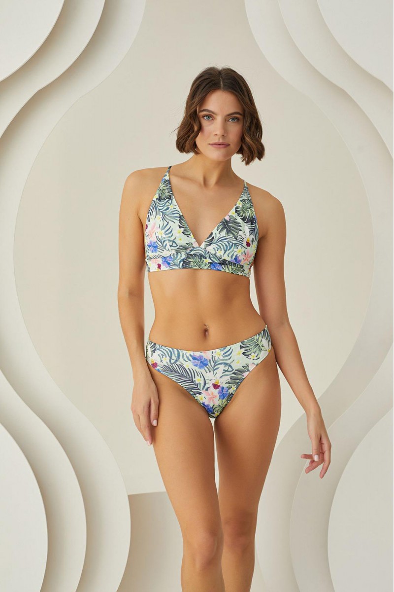 Arias Closet Özel Tasarım Tropikal Desenli Sırt Detaylı Bikini Takımı