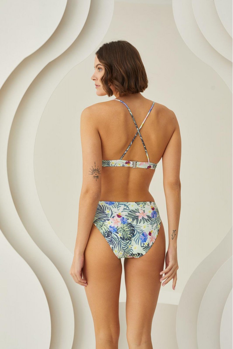 Arias Closet Özel Tasarım Tropikal Desenli Sırt Detaylı Bikini Takımı