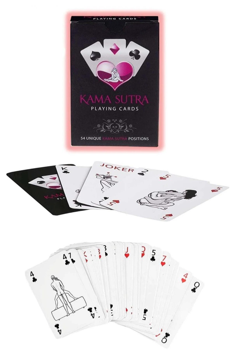 Arias Closet Sexy Görselli Oyun Kartı Kama Sutra 7li Kırmızı Siyah Harness Set