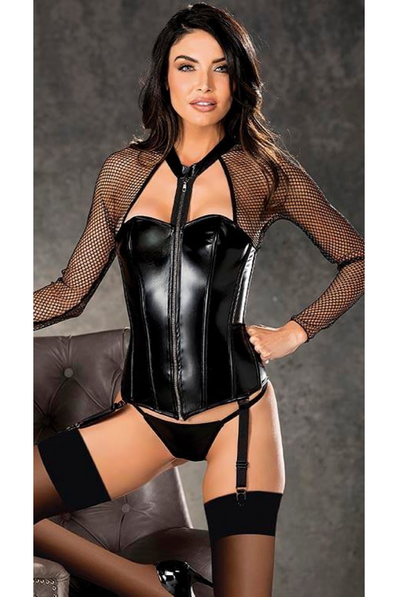 Arias Closet Siyah File Detaylı Fermuarlı Büstiyer Fantezi Deri Jartiyer Takımı Arias Closet Siyah File Detaylı Fermuarlı Büstiyer Fantezi Deri Jartiyer Takımı