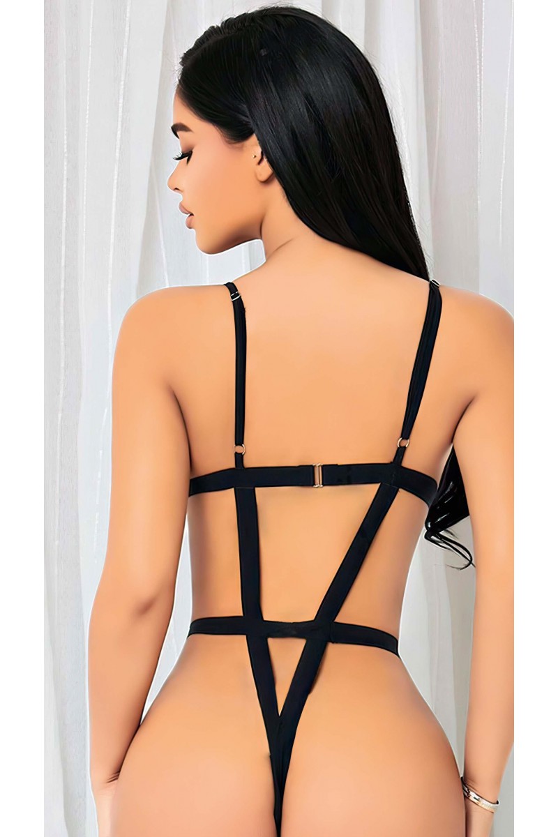 Arias Closet Siyah İp Detaylı Tül Fantezi Body Arias Closet Siyah İp Detaylı Tül Fantezi Body