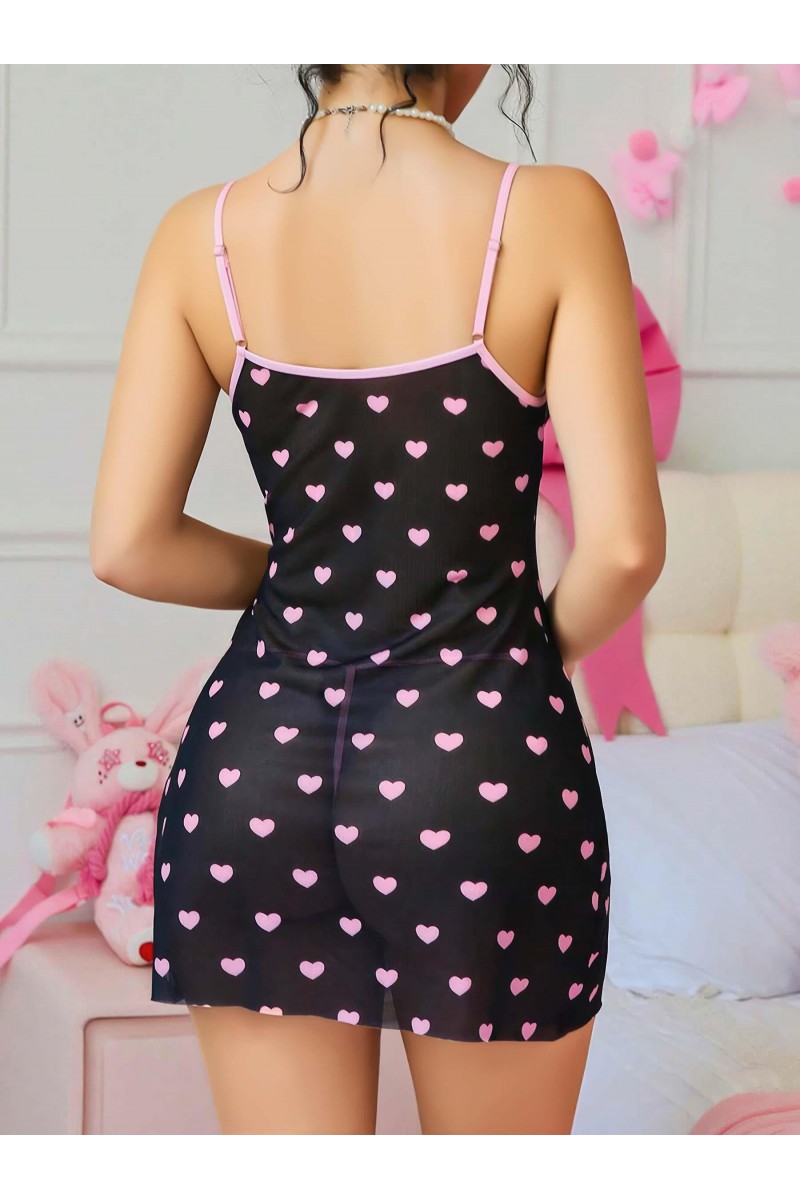 Arias Closet Siyah Kalp Desenli Dantel İşlemeli Fantezi Gecelik Arias Closet Siyah Kalp Desenli Dantel İşlemeli Fantezi Gecelik