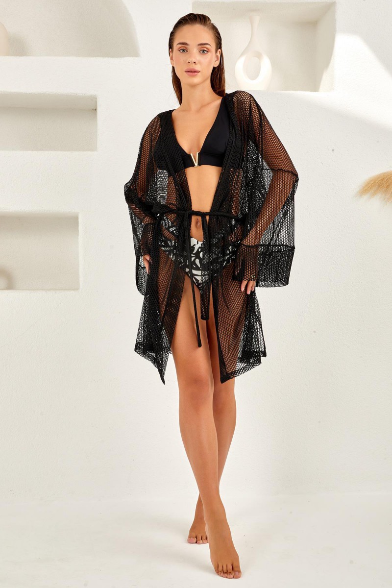 Arias Closet Siyah Uzun Kollu File Pareo