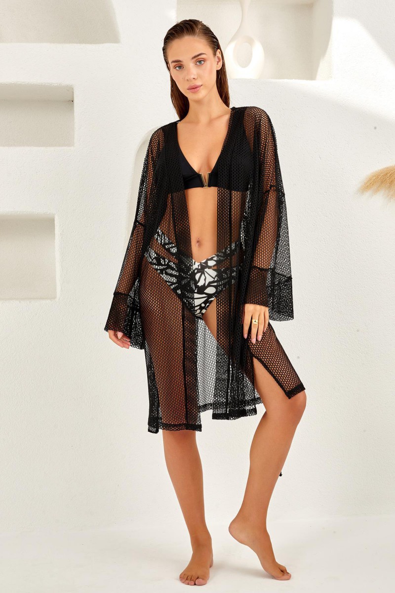 Arias Closet Siyah Uzun Kollu File Pareo