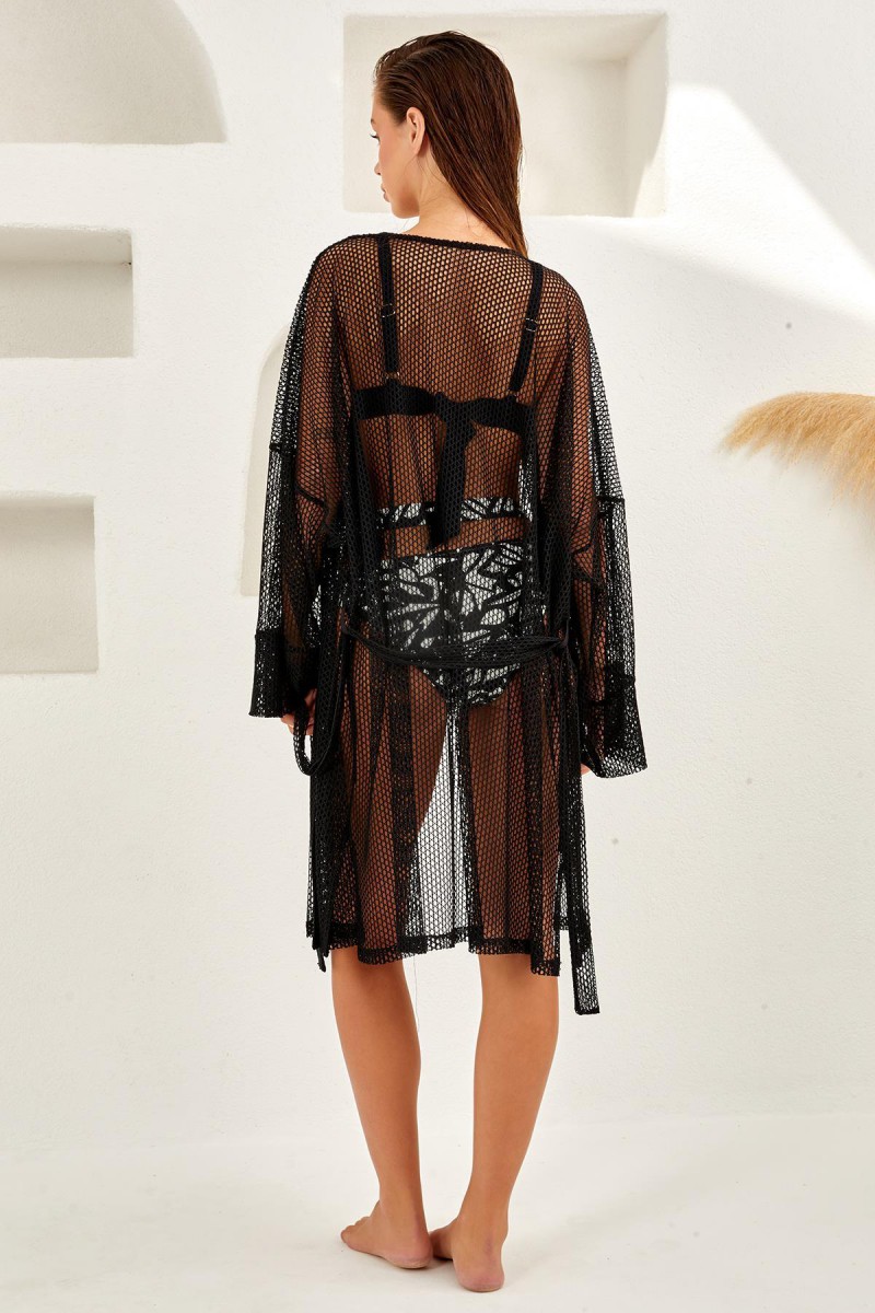 Arias Closet Siyah Uzun Kollu File Pareo