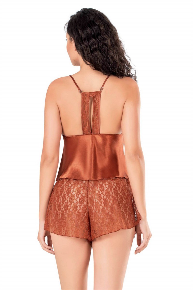 Arias Closet Tarçın Saten Babydoll Şort Takımı